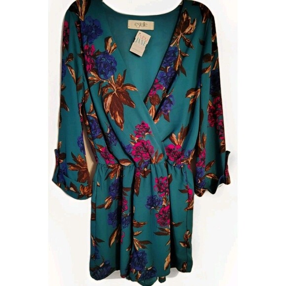 Ruby Jane Estelle Romper Size S Teal Green Floral New - Picture 1 of 6